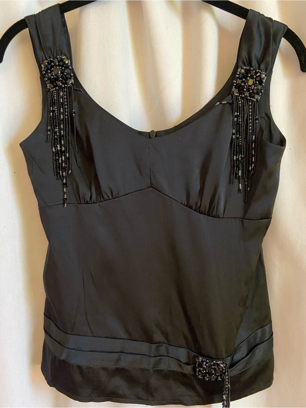 Nanette Lepore Black Beaded Tank Top